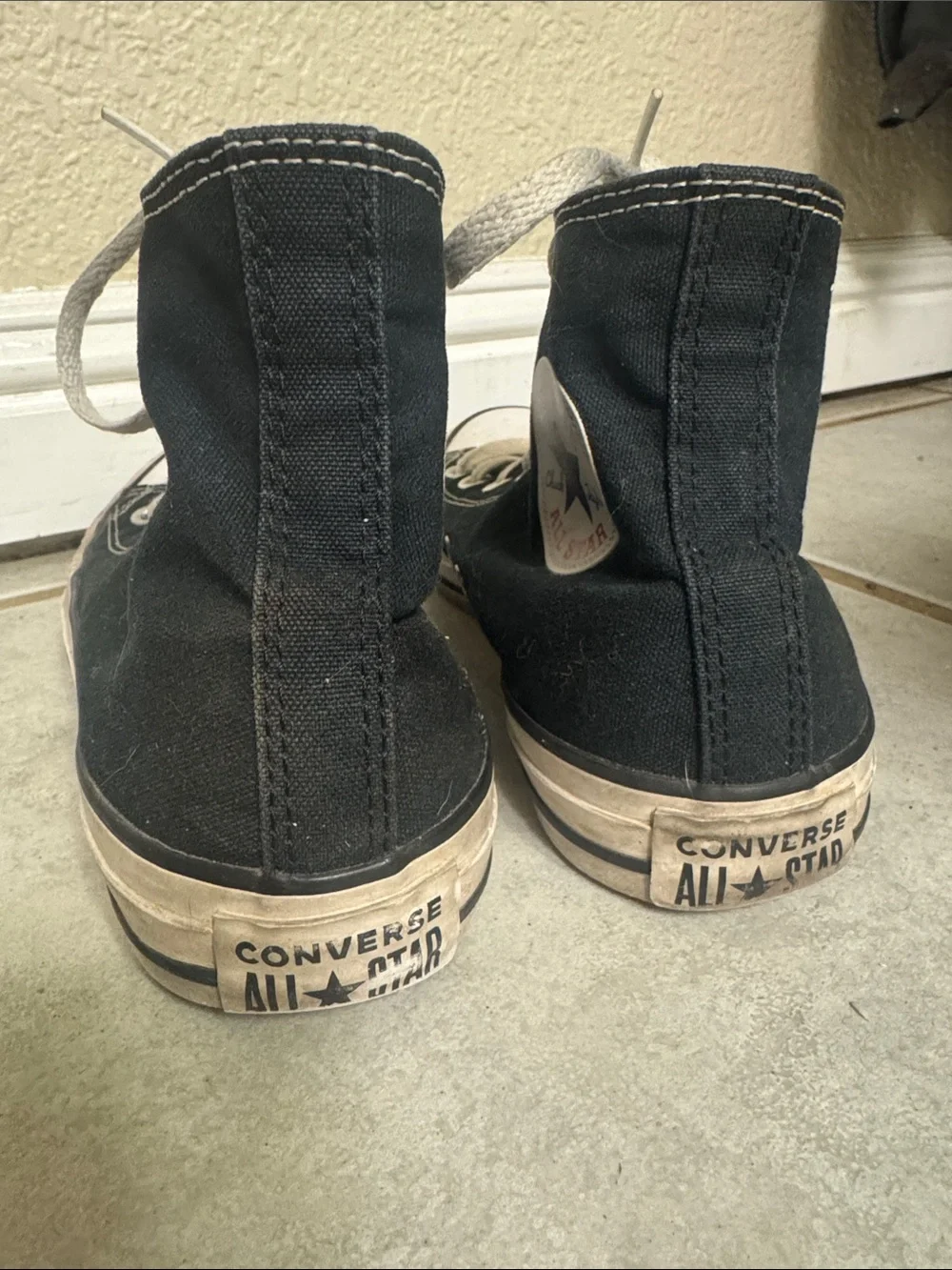 Converse Black High Top Canvas Sneakers with White Accents - Picture 3 of 4